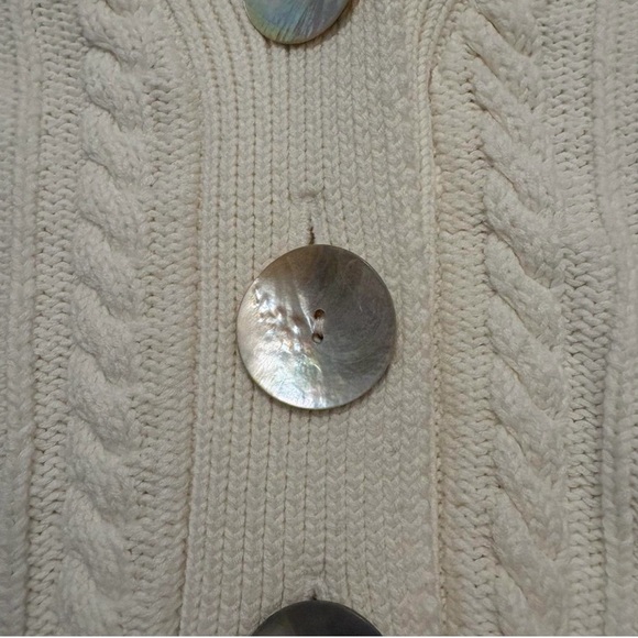 Faherty Cropped Cream Cable-Knit Cuddle Cardigan Sweater Size S - Picture 7 of 7